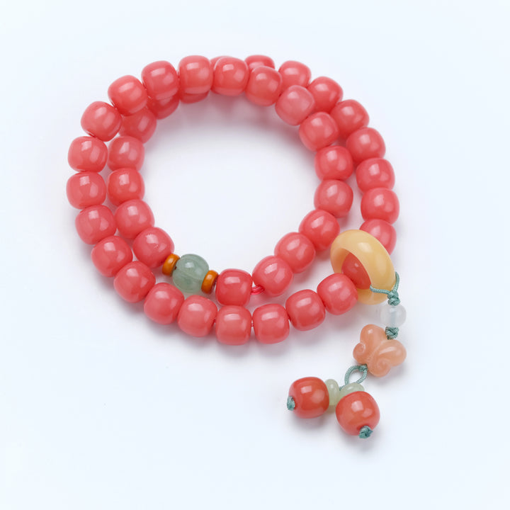 Agate Jade Butterfly Persimmon Bracelet - Safety, Fortune