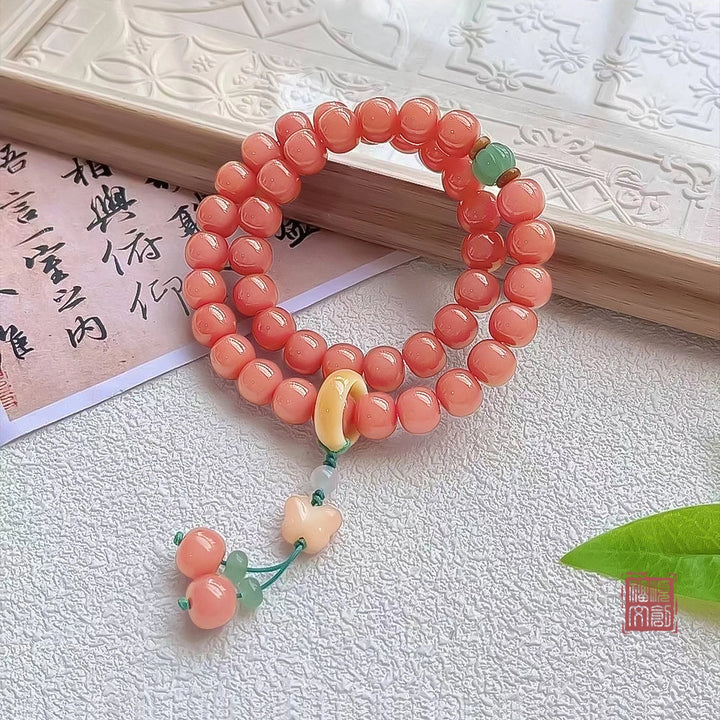 Agate Jade Butterfly Persimmon Bracelet - Safety, Fortune