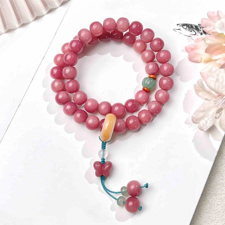 Agate Jade Butterfly Persimmon Bracelet - Safety, Fortune