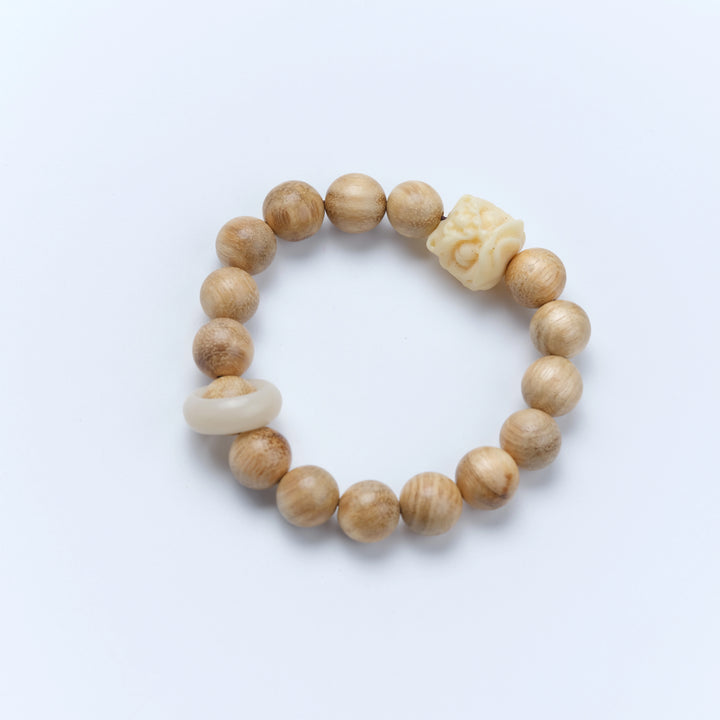 Aquilaria Bracelet with Auspicious beast Rotating ring - Calming the mind, Changing luck, Supplementing Wood, Counteract evil force