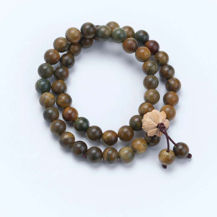 Green Sandalwood Lotus Bracelet - Blessing, Auspiciousness, Natural Zen, Middle-aged Elegant