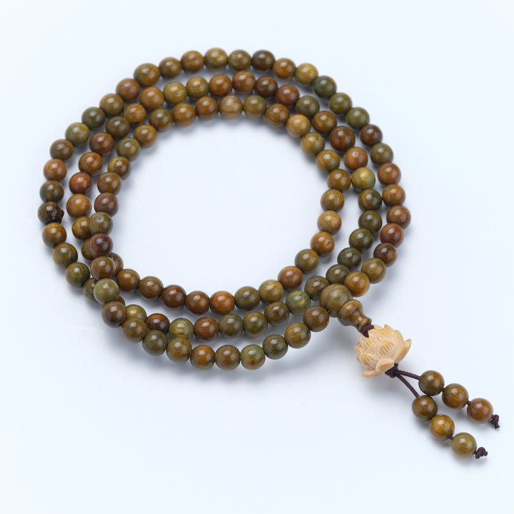 Green Sandalwood Lotus Gourd Bracelet - Calm Mind, Blessing, Natural Zen