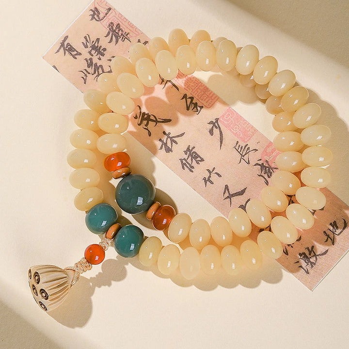 Jade & Agarwood Lotus Seedpod Bracelet - Auspicious Modern Oriental Style