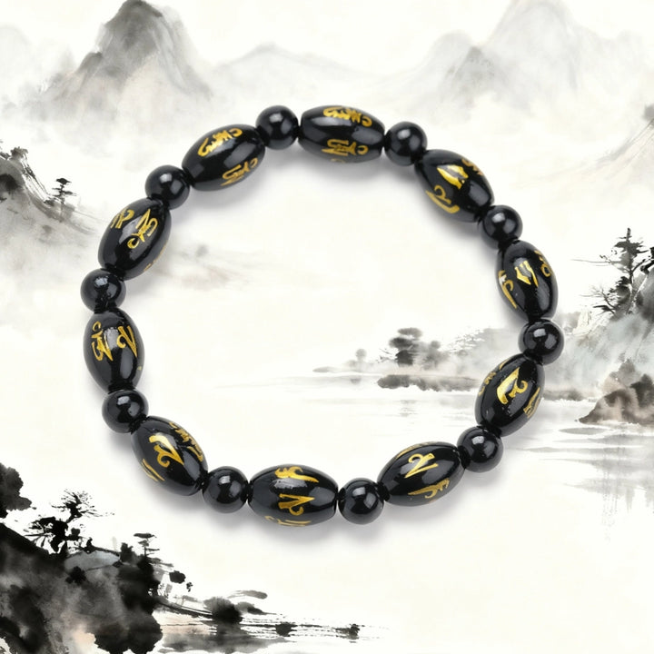 Classic Obsidian Mantra Bracelet - Solemn Protection, Evil Ward