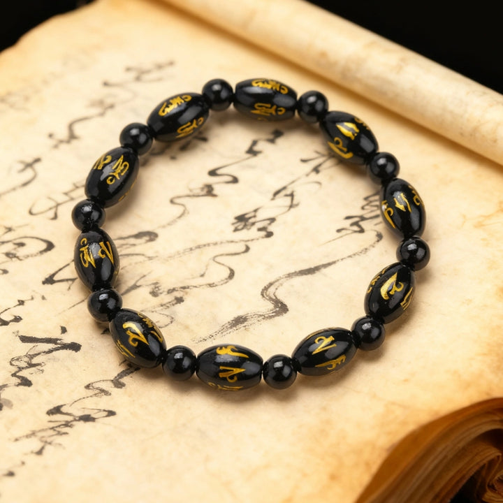 Classic Obsidian Mantra Bracelet - Solemn Protection, Evil Ward