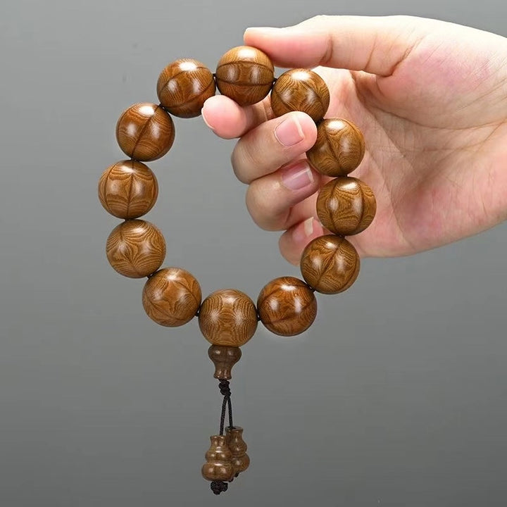 Peach Wood Gourd Bracelet - Counteract Evil, Blessings, Wood, Protection, Wisdom