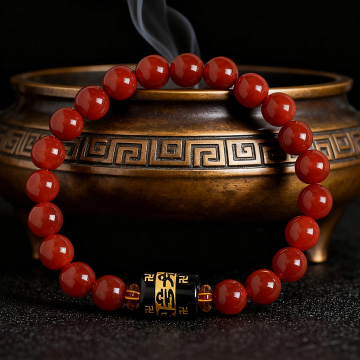 Red Agate Mantra Bracelet - Wealth Attraction, Fire Element Boost