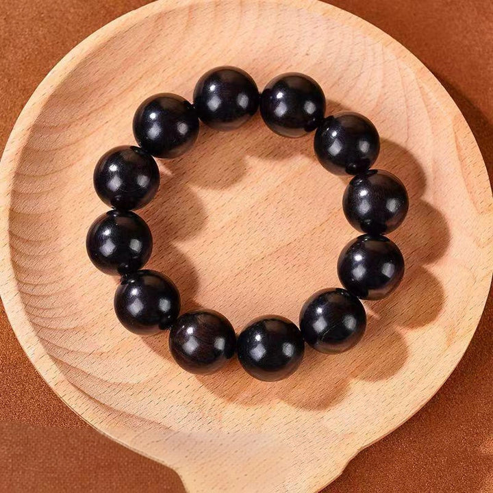 Red Sandalwood Star-light Texture Bracelet - Calming, Blessings, Wood, Fortune, Wisdom