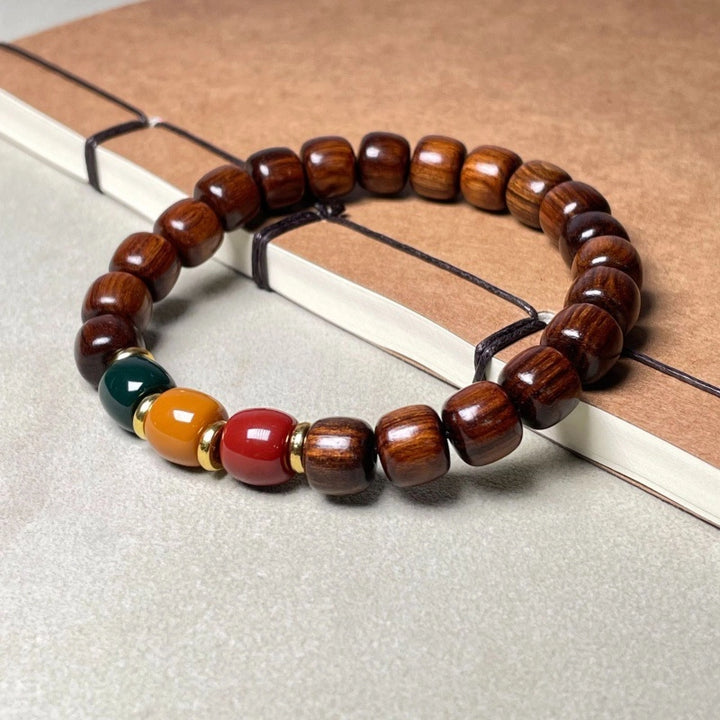 Red Sandalwood Turquoise Lapis Lazuli Bracelet - Wealth Attraction, Five Elements, New Chinese Business Jewelry