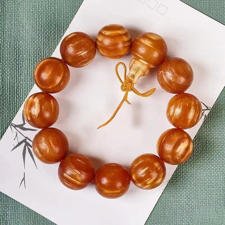 Thuja Sutchuenensis Buddha's Head Bracelet - Calming, Purification, Wood, Fortune, Wisdom