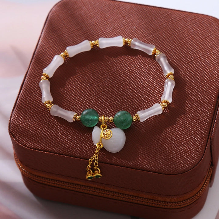White Chalcedony Fortune Bag Bracelet - Step-by-Step Success, Wealth Attraction