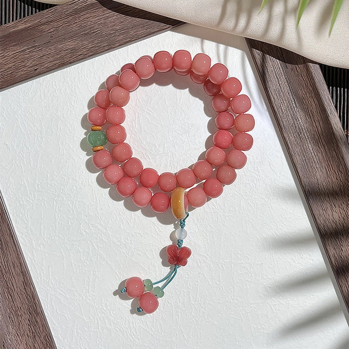 Agate Jade Butterfly Persimmon Bracelet - Safety, Fortune