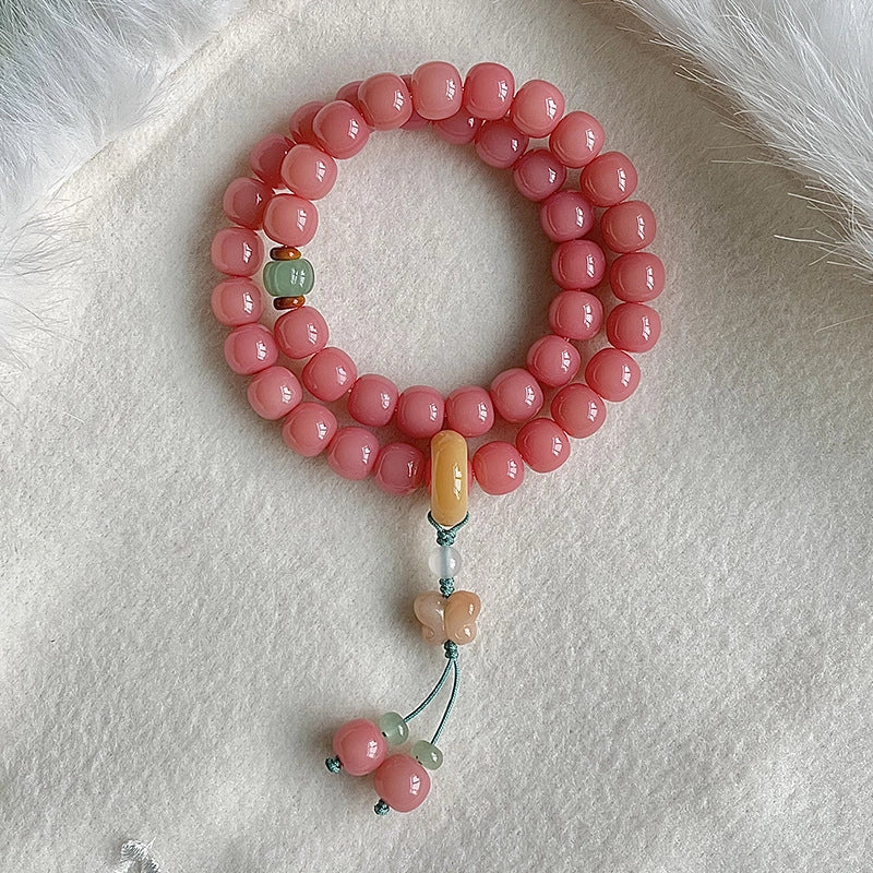 Agate Jade Butterfly Persimmon Bracelet - Safety, Fortune