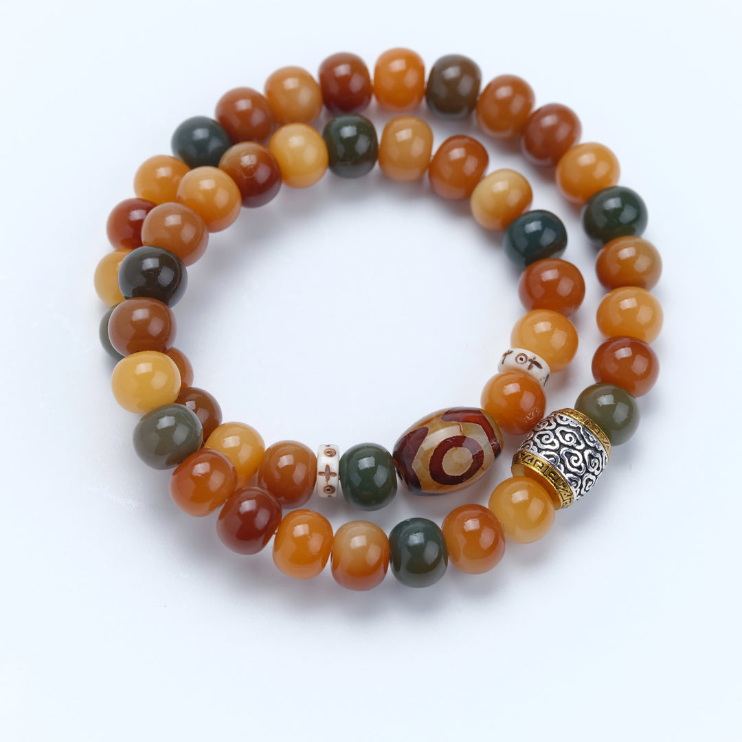 Tibetan Dzi Bead Auspicious Cloud Bracelet - Protection, Smooth Life, Vintage Zen