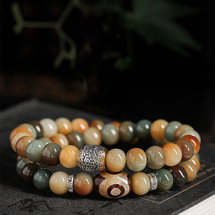 Tibetan Dzi Bead Auspicious Cloud Bracelet - Protection, Smooth Life, Vintage Zen