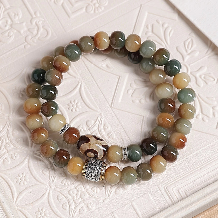 Tibetan Dzi Bead Auspicious Cloud Bracelet - Protection, Smooth Life, Vintage Zen