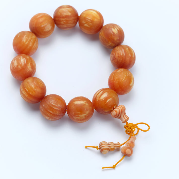 Amber Gourd Bracelet - Soothing the spirit, Embracing blessings, Supplementing Earth, Boosting fortune