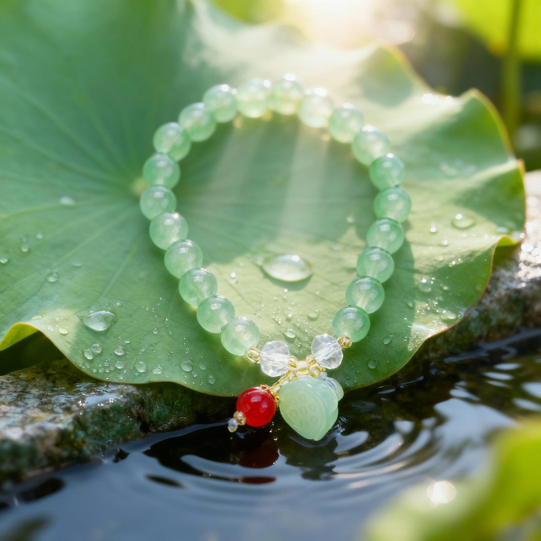 Aventurine Bracelet with Lotus Pod – Feminine Blessings & Abundance