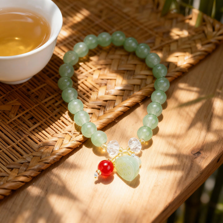 Aventurine Bracelet with Lotus Pod – Feminine Blessings & Abundance