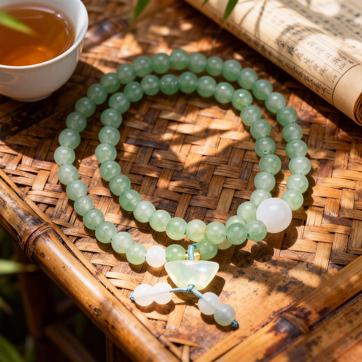 Aventurine & White Jade Ingot Bracelet - Wealth Attraction & Abundant Blessing