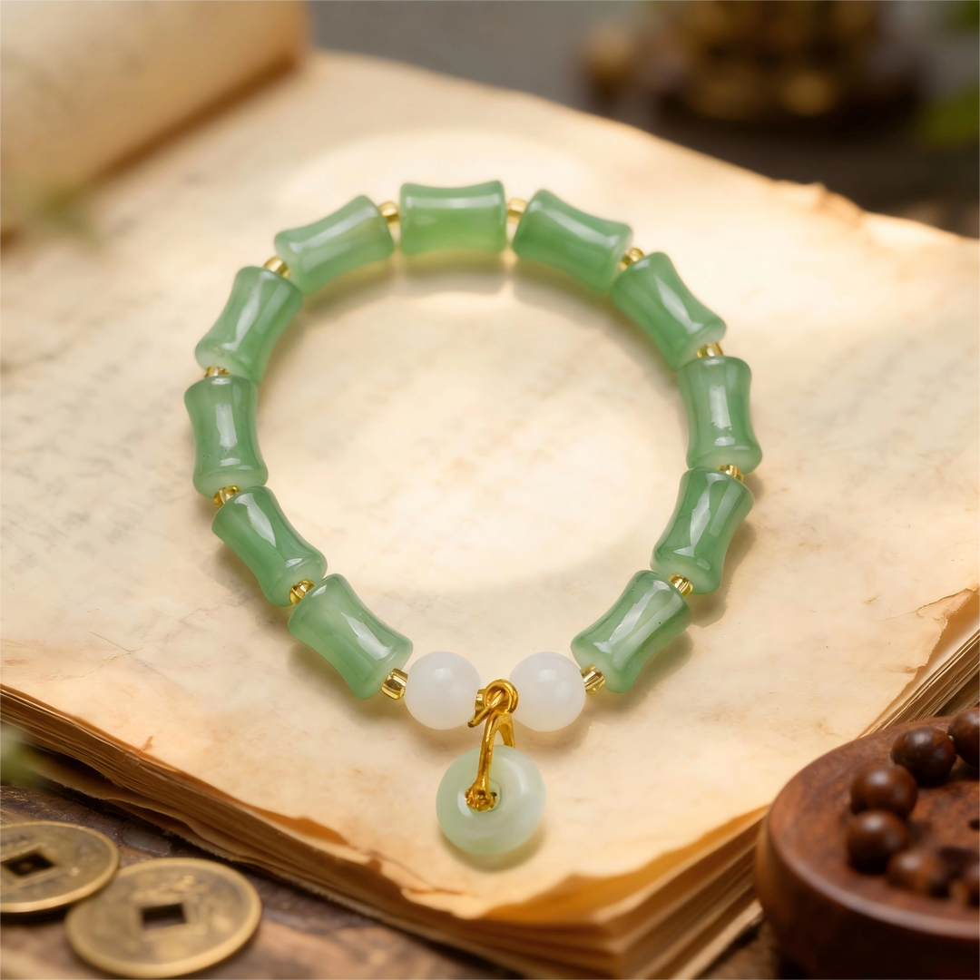 Aventurine Bamboo Ping'an Kou Bracelet - Steady Advancement & Peaceful Fortune