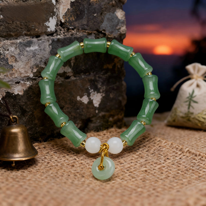 Aventurine Bamboo Ping'an Kou Bracelet - Steady Advancement & Peaceful Fortune