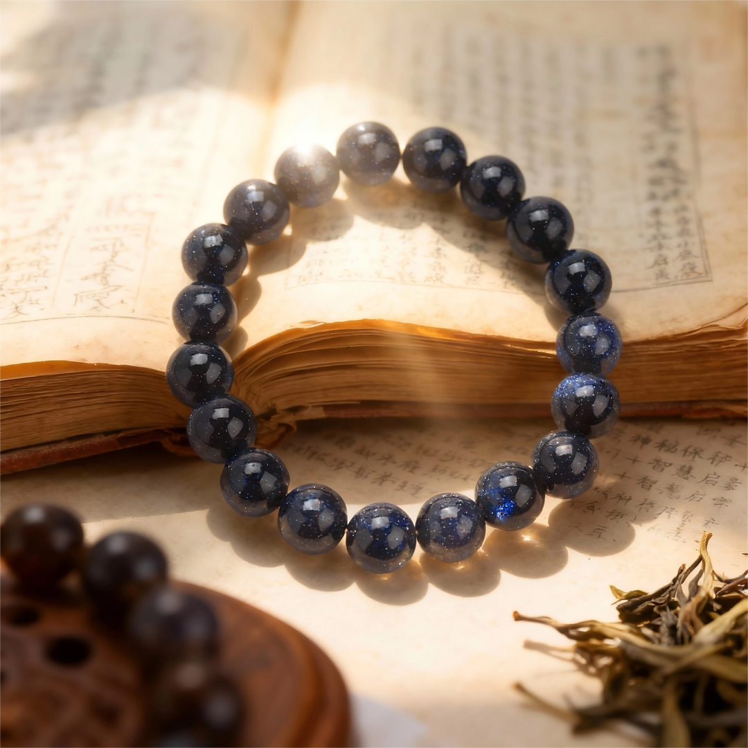 Star Blue Sandstone Bracelet – Yin & Yang Harmony, Cosmic Clarity