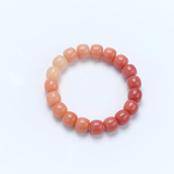 Warm Gradient Bodhi Root Barrel Bead Bracelet - Relationship Harmony Office Literary Jewelry