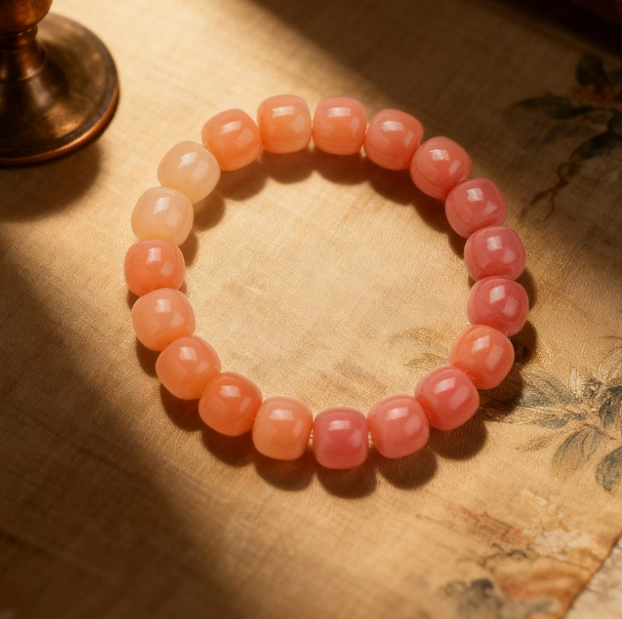 Warm Gradient Bodhi Root Barrel Bead Bracelet - Relationship Harmony Office Literary Jewelry