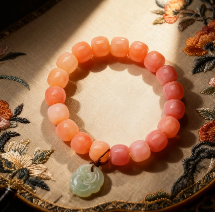 Warm Gradient Bodhi Root Barrel Bead Bracelet - Relationship Harmony Office Literary Jewelry