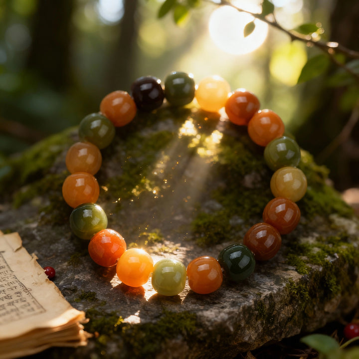 Multi-Color Bodhi Root Bracelet - Vibrant Wisdom & Spiritual Journey