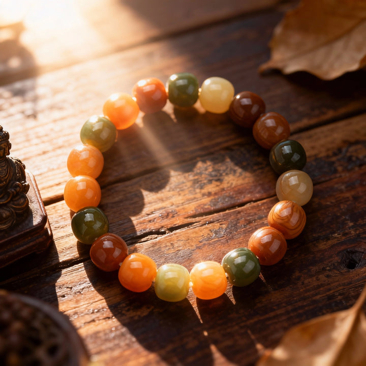 Multi-Color Bodhi Root Bracelet - Vibrant Wisdom & Spiritual Journey
