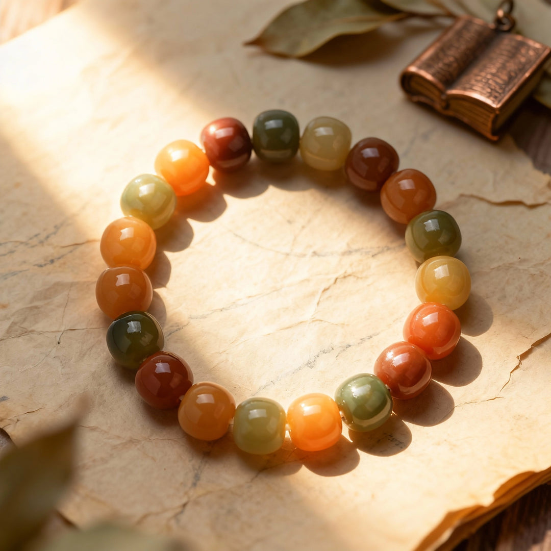 Multi-Color Bodhi Root Bracelet - Vibrant Wisdom & Spiritual Journey