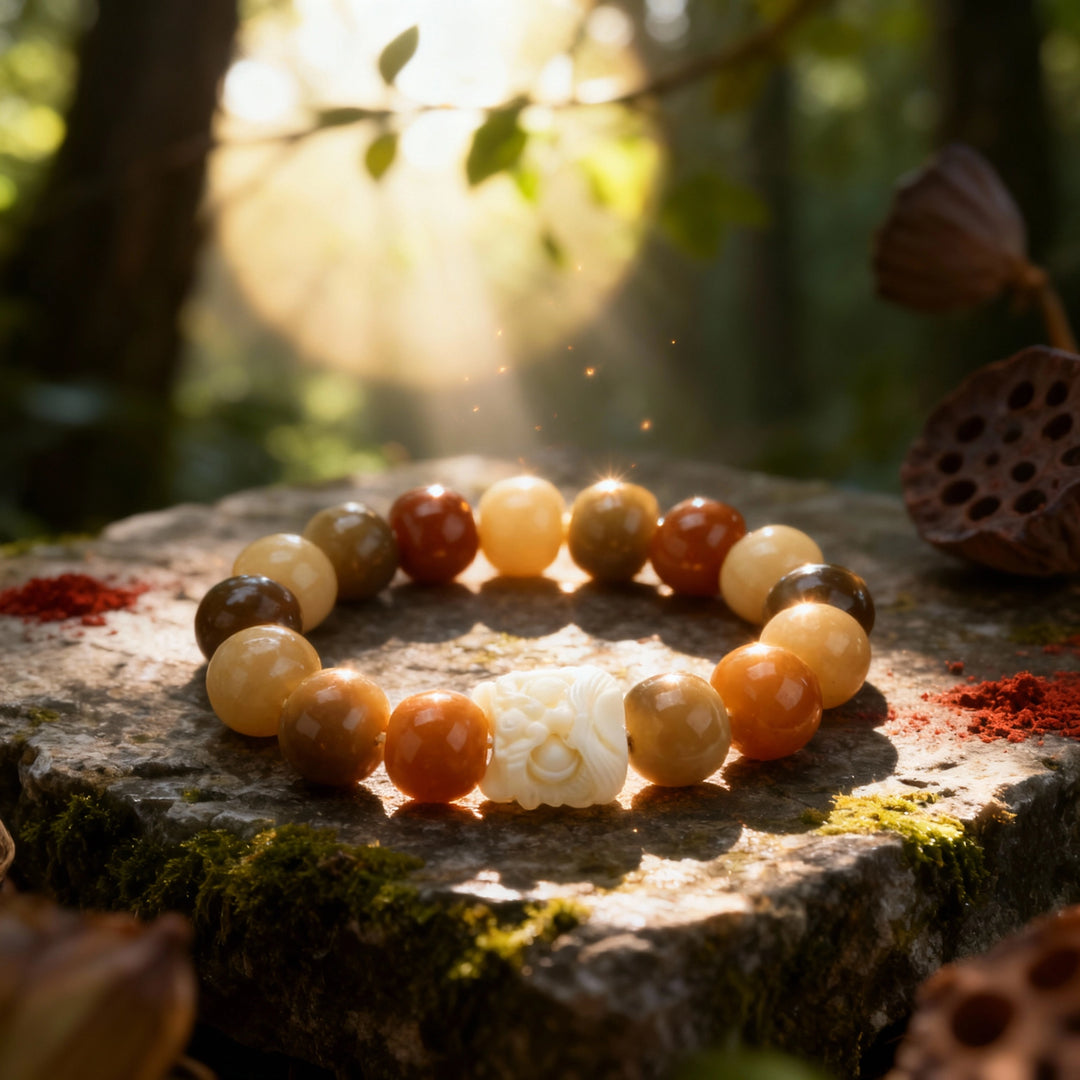 Multi-Color Bodhi & Lion Bracelet - Vibrant Guardian & Powerful Evil Dispelling