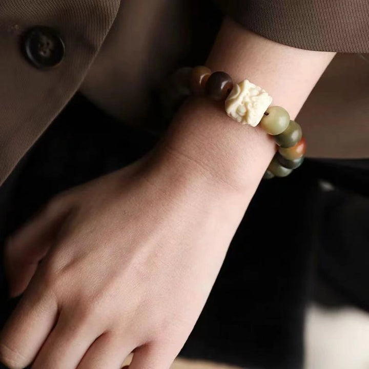 Multi-Color Bodhi & Lion Bracelet - Vibrant Guardian & Powerful Evil Dispelling