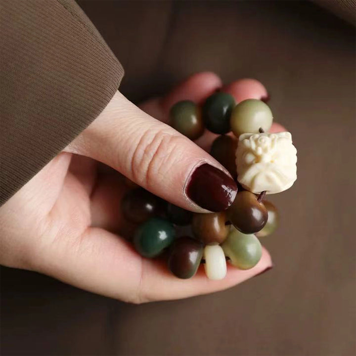 Multi-Color Bodhi & Lion Bracelet - Vibrant Guardian & Powerful Evil Dispelling