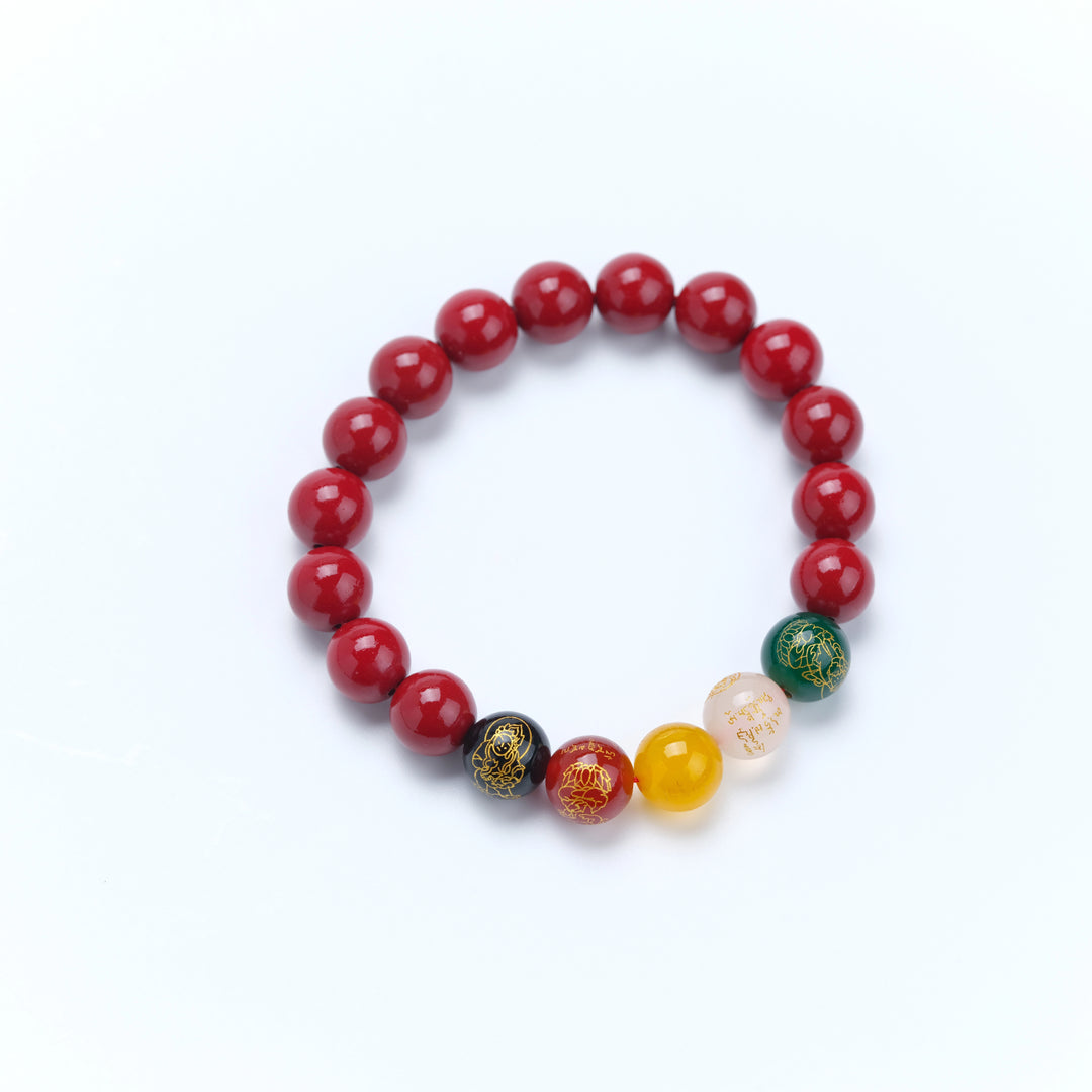 Cinnabar Multi-Gem Bracelet - Powerful Guardian, Peace & Neo-Oriental Blessing