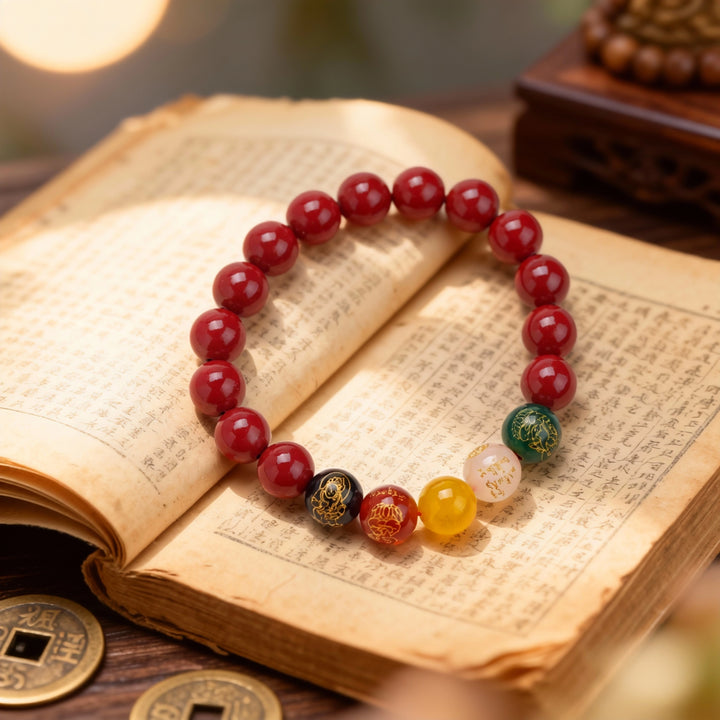 Cinnabar Multi-Gem Bracelet - Powerful Guardian, Peace & Neo-Oriental Blessing