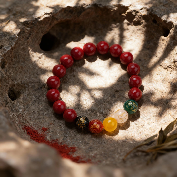 Cinnabar Multi-Gem Bracelet - Powerful Guardian, Peace & Neo-Oriental Blessing
