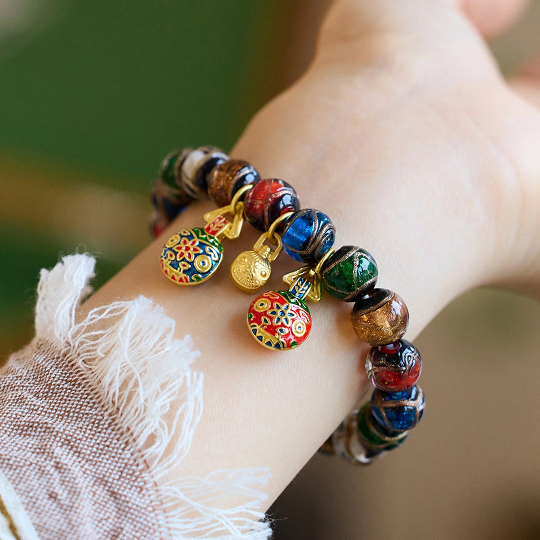 Cloisonné Glaze Bracelet – Swallowing Gold Beast Family for Wealth & Growth