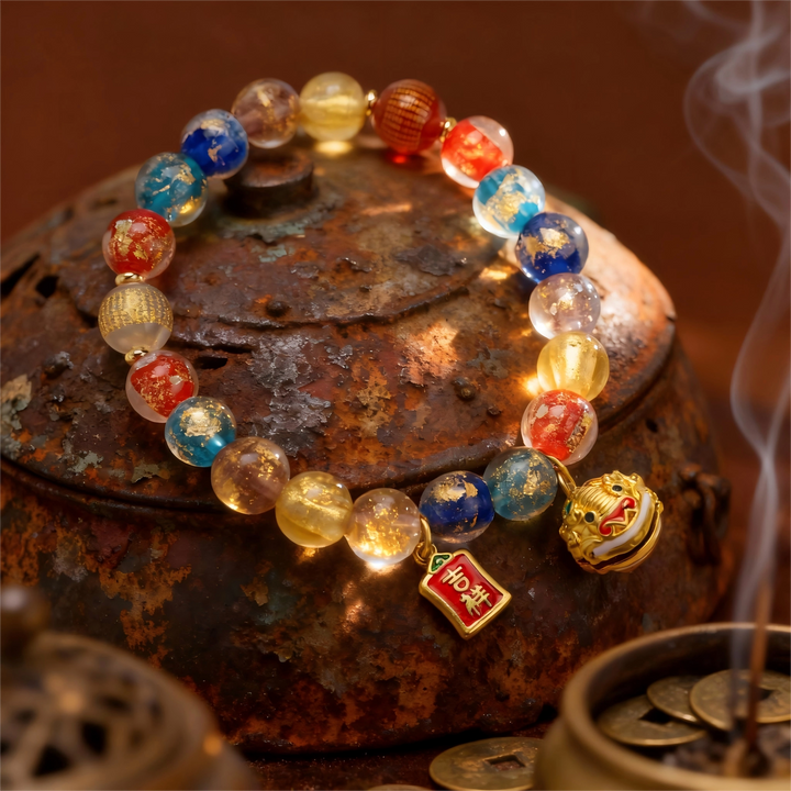 Glaze Auspicious Lion Bracelet – Multi-Color Energy & Total Fortune