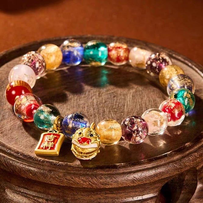 Glaze Auspicious Lion Bracelet – Multi-Color Energy & Total Fortune