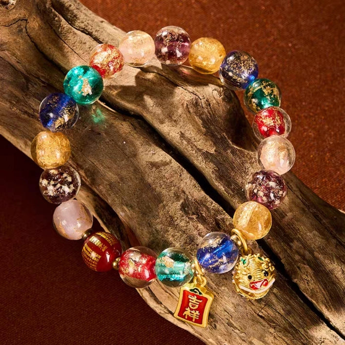 Glaze Auspicious Lion Bracelet – Multi-Color Energy & Total Fortune