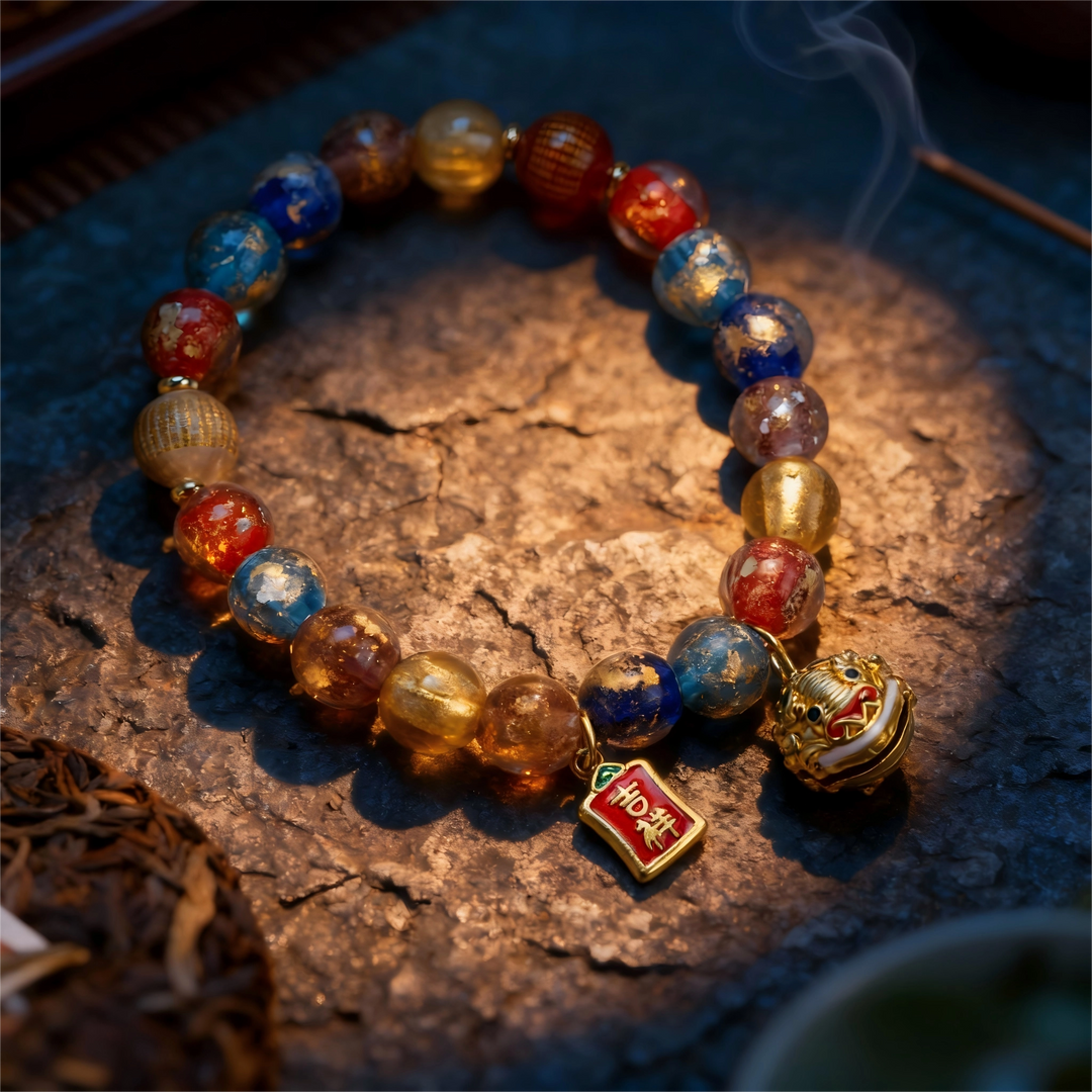 Glaze Auspicious Lion Bracelet – Multi-Color Energy & Total Fortune