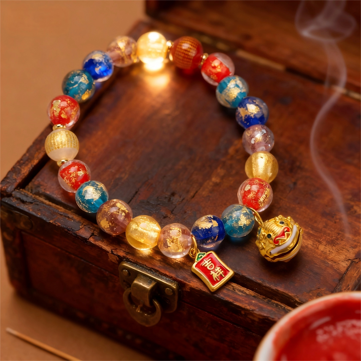 Glaze Auspicious Lion Bracelet – Multi-Color Energy & Total Fortune