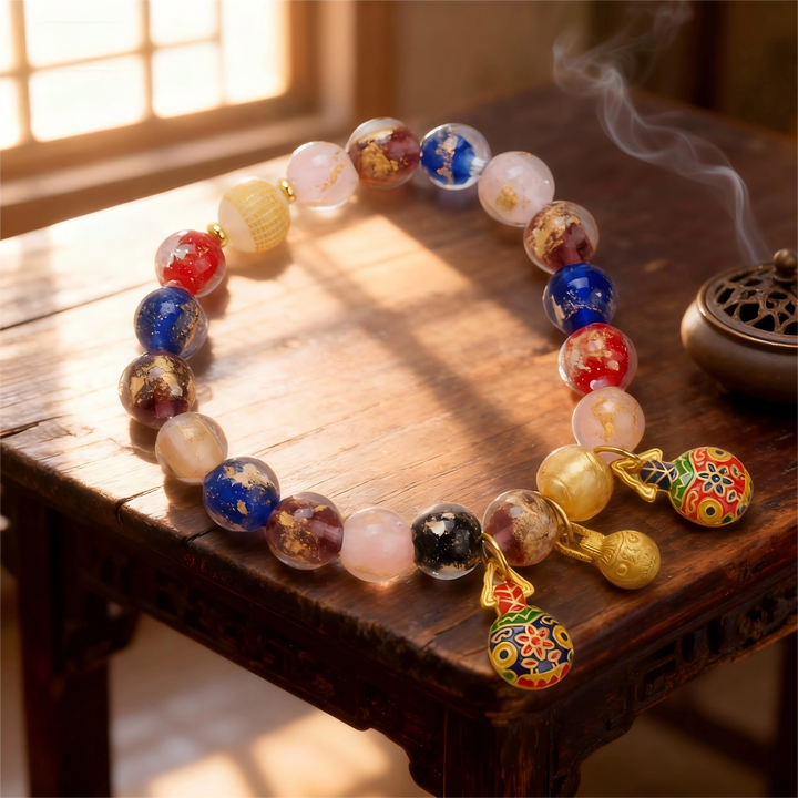 Colorful Cloisonné Glaze Bracelet – Swallowing Gold Beast Family & Abundant Fortune