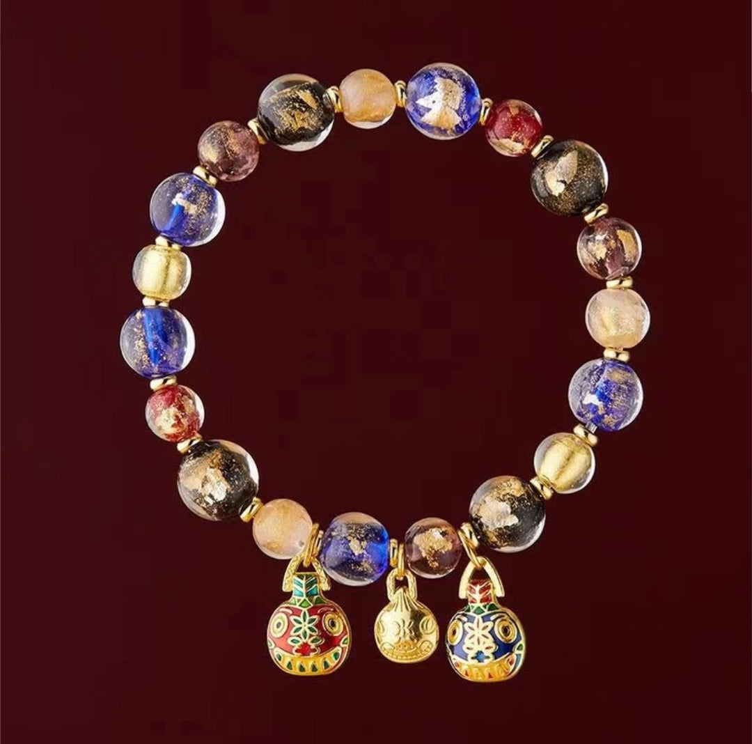 Colorful Cloisonné Glaze Bracelet – Swallowing Gold Beast Family & Abundant Fortune