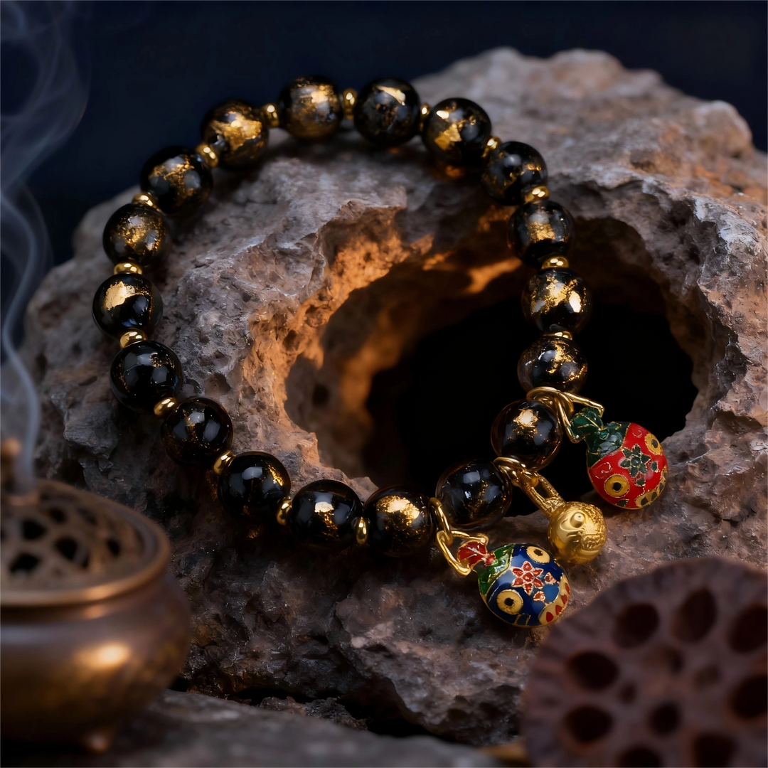 Black Gold Glaze Bracelet – Swallowing Gold Beast Family & Cosmic Wealth