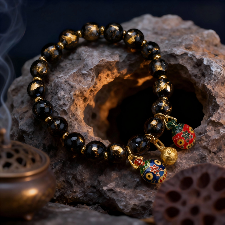 Black Gold Glaze Bracelet – Swallowing Gold Beast Family & Cosmic Wealth