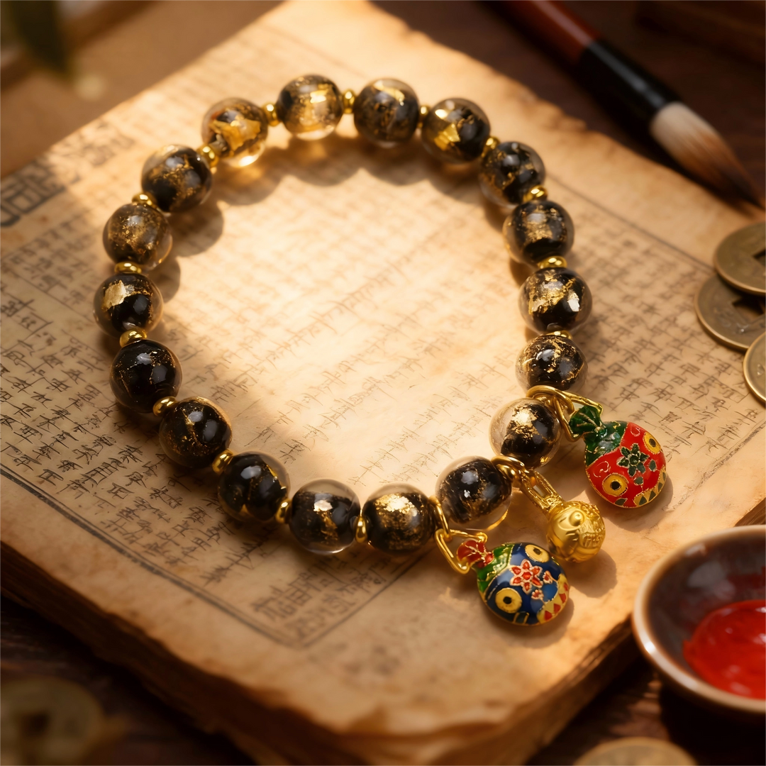 Black Gold Glaze Bracelet – Swallowing Gold Beast Family & Cosmic Wealth